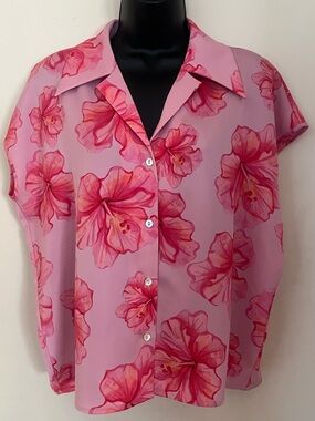 Rachel Zoe Pink Floral Button-Down Blouse